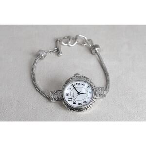 Vintage Brighton Tustin Charm Watch Silver Plated Toggle Clasp 7-8" Works